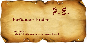 Hofbauer Endre névjegykártya